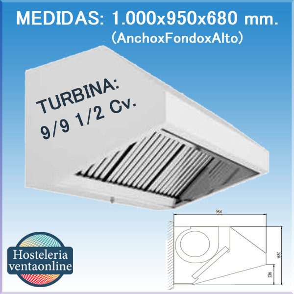 Campana Mural Serie 95 1000x950x680 mm. Con Turbina