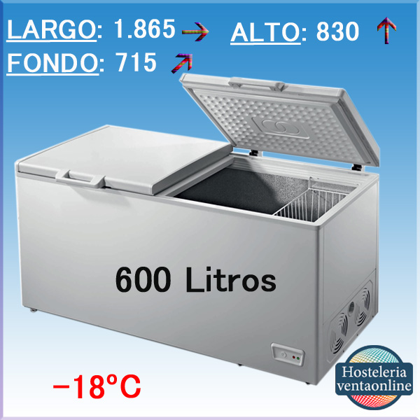 Arcón congelador puerta abatible gran capacidad 600 litros