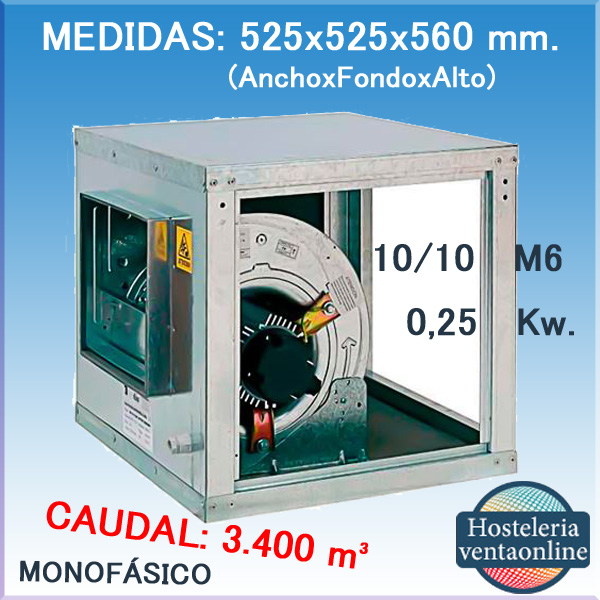 Caja ventilación motor incorporado MUNDOFAN OBRA BD ERP RC 10/10 M6 0,25 Kw.