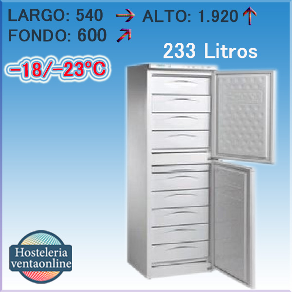 Congelador vertical de 9 cajones Infrico CV 330 HC