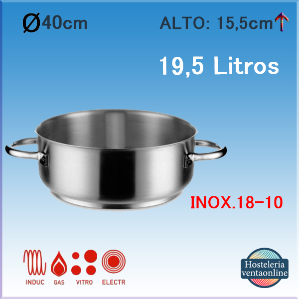 Cacerola Pujadas Baja sin Tapa Inox-Pro