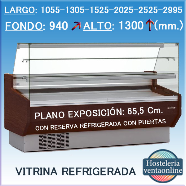 Vitrina Expositora con reserva para PastelerÍa cristal recto serie Glace  Infrico VGL 12 P – Hosteleris