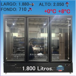 Armario expositor refrigerado 3 Puertas BLG1880-3M GRIS