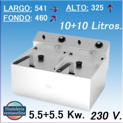 Freidora eléctrica de aceite FA 10+10 MAX con 2 Cubas de I90