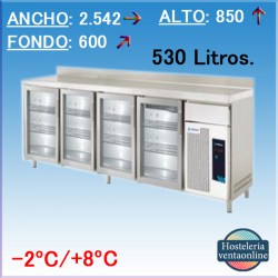 Mesa de Refrigeración Puertas de Cristal Edenox MPS-250 HC PC
